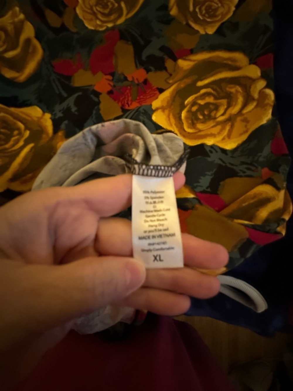 LuLaRoe Midi Dress in Mustard Yellow, Green and Pink Floral - Picture 5 of 5